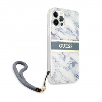 Guess TPU Marble Stripe Zadní Kryt pro iPhone 12/12 Pro Blue (GUHCP12MKMABBL)