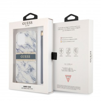 Guess TPU Marble Stripe Zadní Kryt pro iPhone 12/12 Pro Blue (GUHCP12MKMABBL)