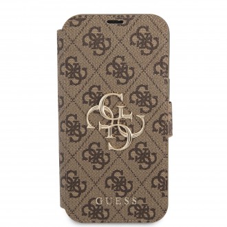 Guess PU 4G Metal Logo Book Pouzdro pro iPhone 13 Brown (GUBKP13M4GMGBR)