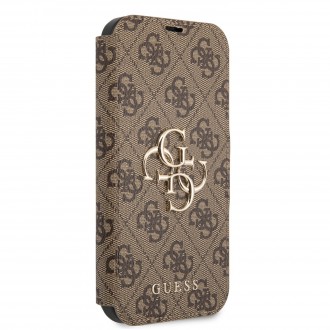 Guess PU 4G Metal Logo Book Pouzdro pro iPhone 13 Brown (GUBKP13M4GMGBR)