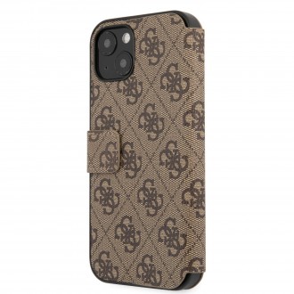 Guess PU 4G Metal Logo Book Pouzdro pro iPhone 13 Brown (GUBKP13M4GMGBR)