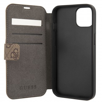 Guess PU 4G Metal Logo Book Pouzdro pro iPhone 13 Brown (GUBKP13M4GMGBR)