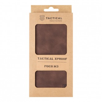 Tactical Xproof PU Kožené Book Pouzdro pro Poco M3 Mud Brown