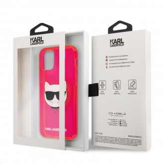 Karl Lagerfeld TPU Choupette Head Kryt pro iPhone 12/12 Pro 6.1 Fluo Pink (KLHCP12MCHTRP)