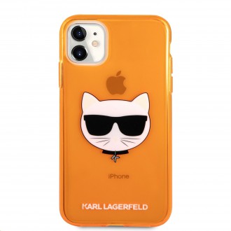 Karl Lagerfeld TPU Choupette Head Kryt pro iPhone 11 Fluo Orange (KLHCN61CHTRO)
