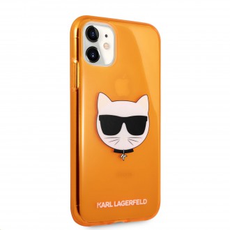 Karl Lagerfeld TPU Choupette Head Kryt pro iPhone 11 Fluo Orange (KLHCN61CHTRO)