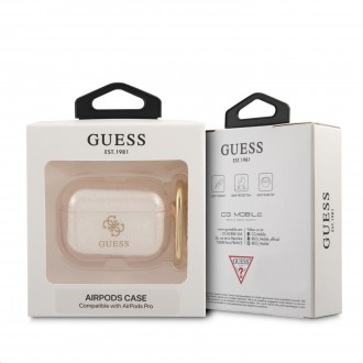 Guess 4G TPU Glitter Pouzdro pro Airpods Pro Gold (GUAPUCG4GD)
