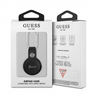 Guess PU Saffiano Script Dog Clip AirTag Pouzdro Black (GUATPSASRSK)