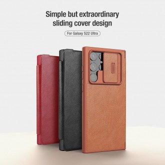 Nillkin Qin Book PRO Pouzdro pro Samsung Galaxy S22 Ultra Red