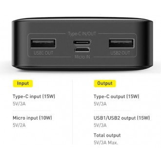 Baseus PPDML-J01 Bipow Digital Display Powerbank 20000mAh 15W Black