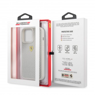 FEHCP13LFCASI Ferrari Real Carbon Zadní Kryt pro iPhone 13 Pro Silver