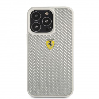 FEHCP13LFCASI Ferrari Real Carbon Zadní Kryt pro iPhone 13 Pro Silver