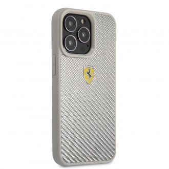 FEHCP13LFCASI Ferrari Real Carbon Zadní Kryt pro iPhone 13 Pro Silver