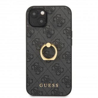 Guess PU 4G Ring Zadní Kryt pro iPhone 13 mini Grey (GUHCP13S4GMRGR)