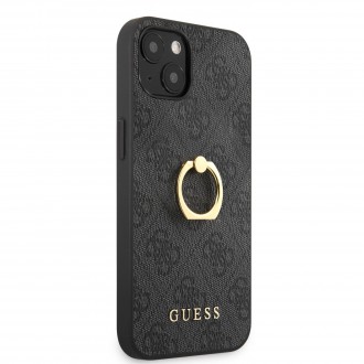 Guess PU 4G Ring Zadní Kryt pro iPhone 13 mini Grey (GUHCP13S4GMRGR)