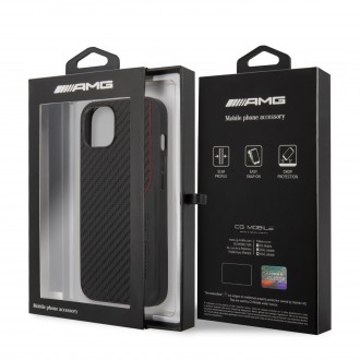 AMHCP13MDEBK AMG PU Carbon Efect Hard Case Zadní Kryt pro iPhone 13 Black