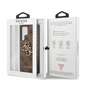 GUHCS22L4GMGBR Guess 4G Big Metal Logo Zadní Kryt pro Samsung Galaxy S22 Ultra Brown