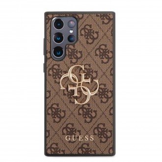 GUHCS22L4GMGBR Guess 4G Big Metal Logo Zadní Kryt pro Samsung Galaxy S22 Ultra Brown