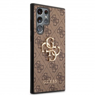 GUHCS22L4GMGBR Guess 4G Big Metal Logo Zadní Kryt pro Samsung Galaxy S22 Ultra Brown