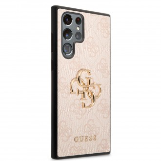 GUHCS22L4GMGPI Guess 4G Big Metal Logo Zadní Kryt pro Samsung Galaxy S22 Ultra Pink