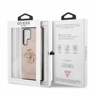 GUHCS22L4GMGPI Guess 4G Big Metal Logo Zadní Kryt pro Samsung Galaxy S22 Ultra Pink