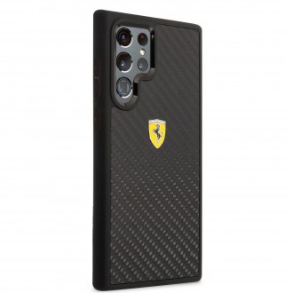 FEHCS22LFCAK Ferrari Real Carbon Zadní Kryt pro Samsung Galaxy S22 Ultra Black