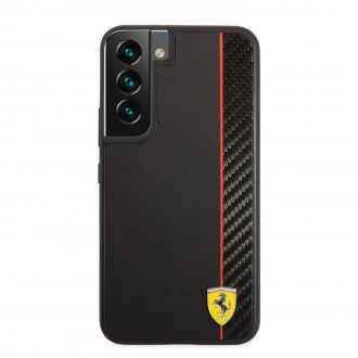 FESAXHCS22SBK Ferrari Smooth and Carbon Effect Zadní Kryt pro Samsung Galaxy S22 Black