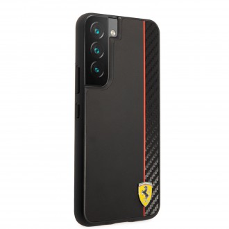 FESAXHCS22SBK Ferrari Smooth and Carbon Effect Zadní Kryt pro Samsung Galaxy S22 Black