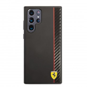 FESAXHCS22LBK Ferrari Smooth and Carbon Effect Zadní Kryt pro Samsung Galaxy S22 Ultra Black