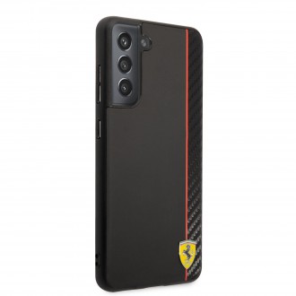 FESAXHCS21FBK Ferrari Smooth and Carbon Effect Zadní Kryt pro Samsung Galaxy S21 FE 5G Black