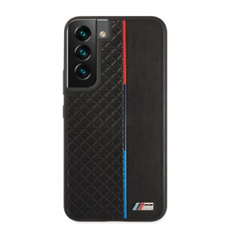 BMHCS22STRTBK BMW PU Triangles Tricolor Line Kryt pro Samsung Galaxy S22 Black