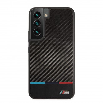 BMHCS22SPUCARTCBK BMW M PC/TPU Tricolor Stripes Zadní Kryt pro Samsung Galaxy S22 Black