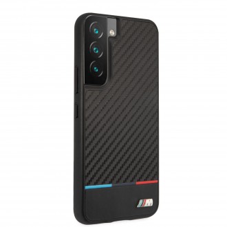 BMHCS22SPUCARTCBK BMW M PC/TPU Tricolor Stripes Zadní Kryt pro Samsung Galaxy S22 Black