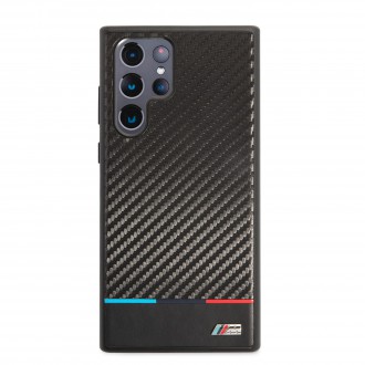 BMHCS22LPUCARTCBK BMW M PC/TPU Tricolor Stripes Zadní Kryt pro Samsung Galaxy S22 Ultra Black