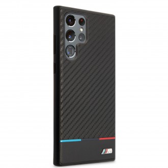 BMHCS22LPUCARTCBK BMW M PC/TPU Tricolor Stripes Zadní Kryt pro Samsung Galaxy S22 Ultra Black