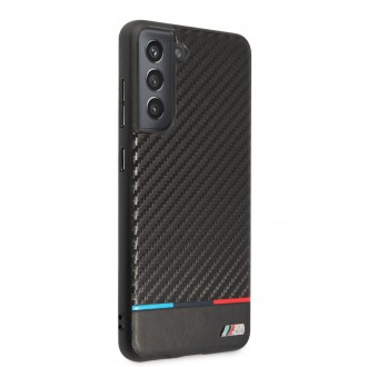 BMHCS21FEPUCARTCBK BMW M PC/TPU Tricolor Stripes Zadní Kryt pro Samsung Galaxy S21 FE 5G Black