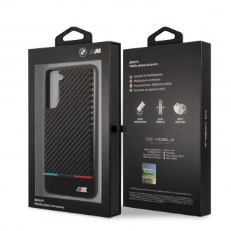 BMHCS21FEPUCARTCBK BMW M PC/TPU Tricolor Stripes Zadní Kryt pro Samsung Galaxy S21 FE 5G Black