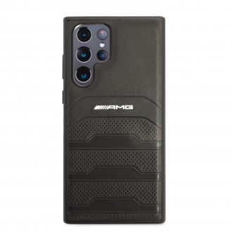 AMHCS22LGSEBK AMG Genuine Leather Perforated Zadní Kryt pro Samsung Galaxy S22 Ultra Black