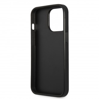 GUHCP13LPSATLG Guess PU Saffiano Triangle Zadní Kryt pro iPhone 13 Pro Silver
