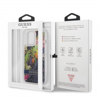 GUHCP13LLFLSB Guess Liquid Glitter Flower Zadní Kryt pro iPhone 13 Pro Blue