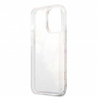 GUHCP13LLFLSU Guess Liquid Glitter Flower Zadní Kryt pro iPhone 13 Pro Purple