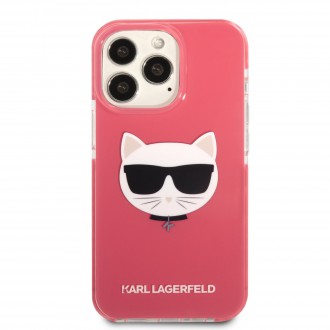 KLHCP13XTPECPI Karl Lagerfeld TPE Choupette Head Kryt pro iPhone 13 Pro Max Fuchsia