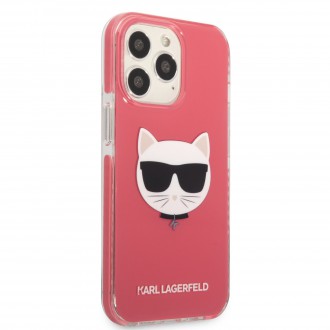 KLHCP13XTPECPI Karl Lagerfeld TPE Choupette Head Kryt pro iPhone 13 Pro Max Fuchsia