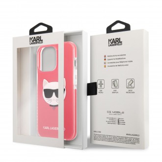 KLHCP13XTPECPI Karl Lagerfeld TPE Choupette Head Kryt pro iPhone 13 Pro Max Fuchsia