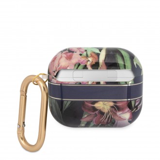 GUA3HHFLB Guess TPU Flower Print Pouzdro pro Airpods 3 Blue