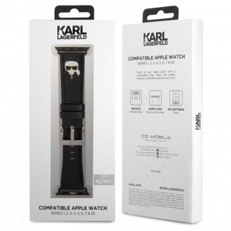 Karl Lagerfeld Karl Head PU Řemínek pro Apple Watch 42/44mm Black (KLAWLOKHK)