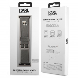 Karl Lagerfeld Karl Head PU Řemínek pro Apple Watch 42/44mm Silver (KLAWLOKHG)