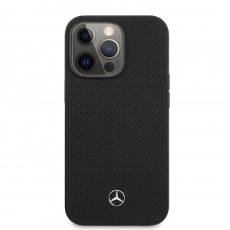 MEHCP13LDELBK Mercedes Genuine Leather Zadní Kryt pro iPhone 13 Pro Black