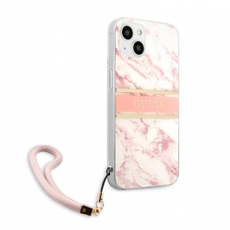 Guess TPU Marble Stripe Zadní Kryt pro iPhone 13 mini Pink (GUHCP13SKMABPI)