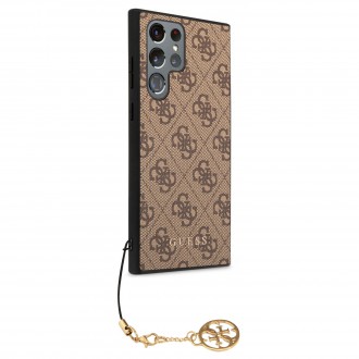 GUHCS22LGF4GBR Guess 4G Charm Zadní Kryt pro Samsung Galaxy S22 Ultra Brown